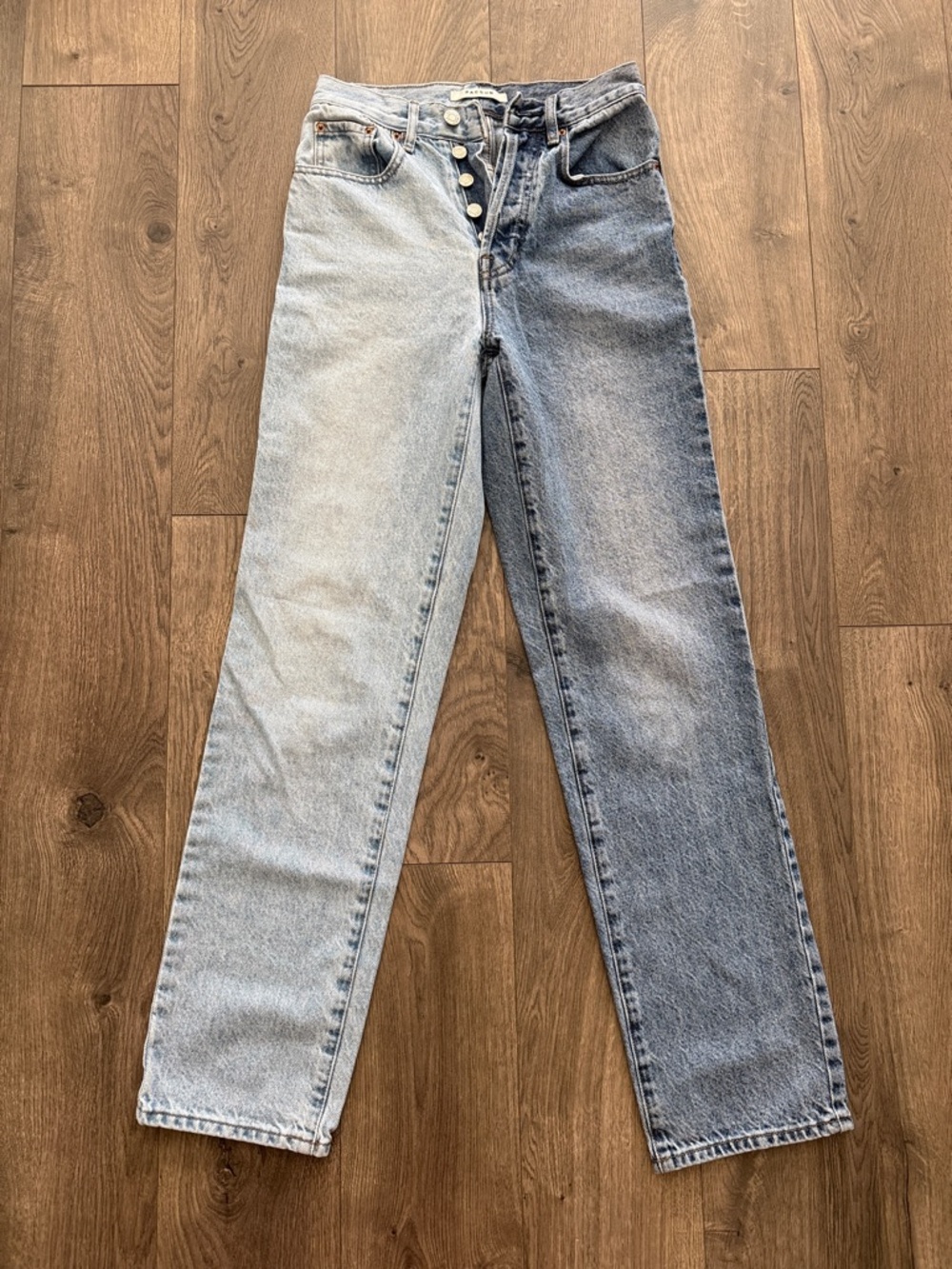 PacSun Two-Tone Straight Leg Jeans - Light & Dark Blue